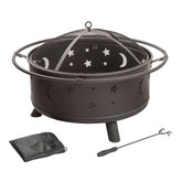 Star and Moon Steel Wood Burning Fire Pit | Yedwo Design